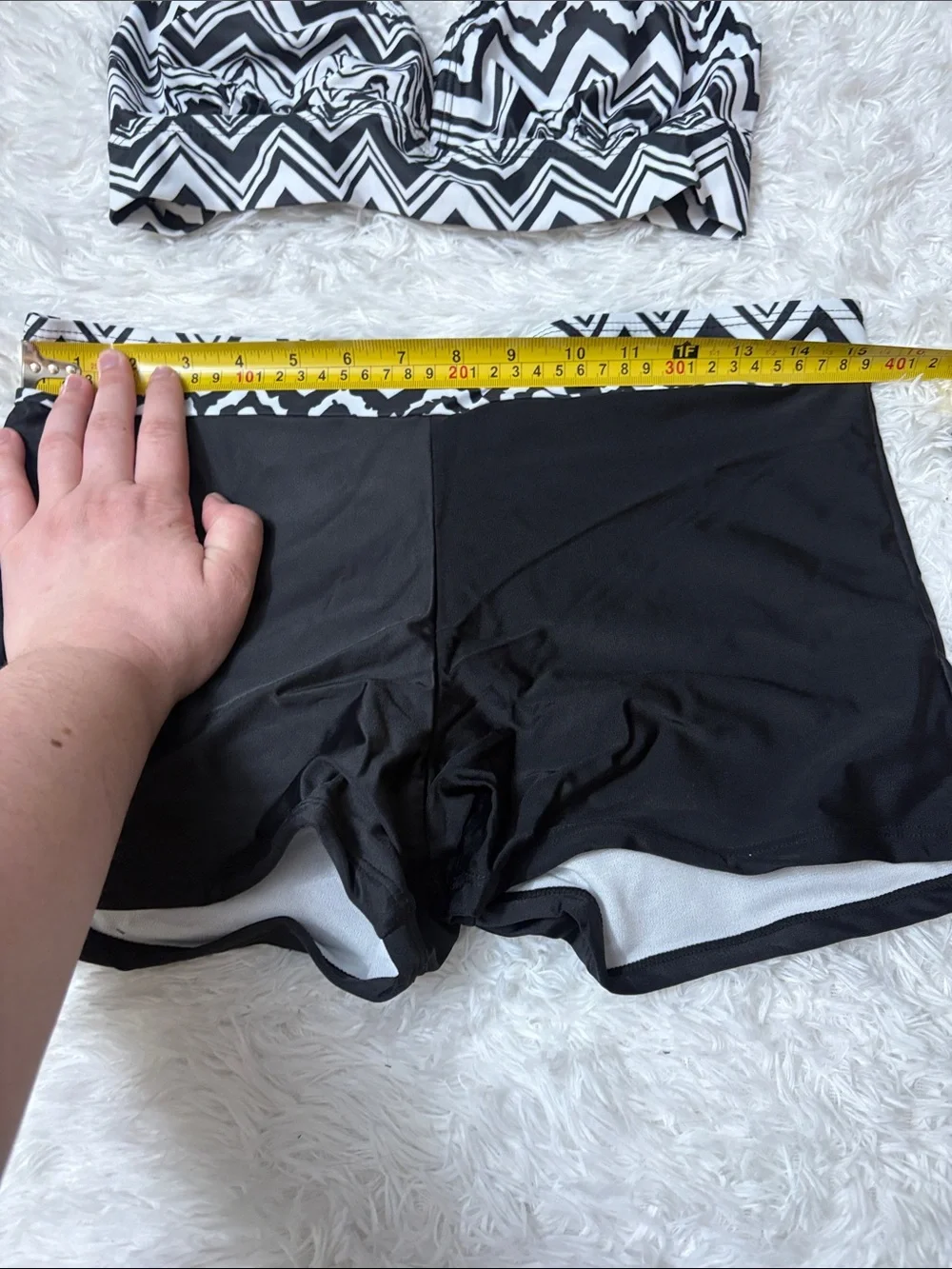 NEW Zando Black And White Halter Tie Swim Set With Boy Shorts Size XL
